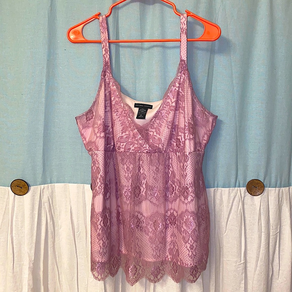 New York & Co Mauve Lace blouse